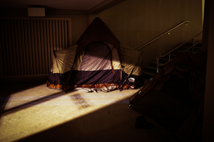 Students camp outside the Carrier Dome to compete for front row seats at the Feb. 1 men's basketball game against Duke.