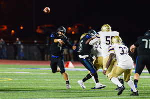 Conner Hayes, pictured earlier this season, saw his C-NS career end in the state semis on Saturday, finishing with 37 wins across four seasons as starting quarterback.