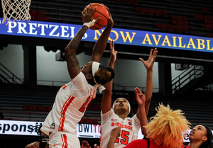 Dariauna Lewis finished with 12 points and 10 rebounds in the win over Clemson. 