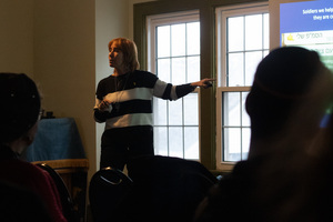 Lyana Rotstein lectures a room of Syracuse University students, as well as members of the broader city community. Rotstein’s presentation dove into topics surrounding the ongoing Israel-Hamas war, context from Jewish history and her personal experiences.