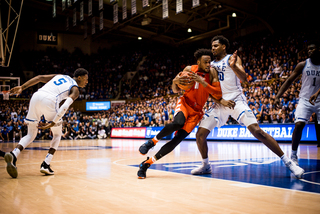 Brissett attacks the basket. 